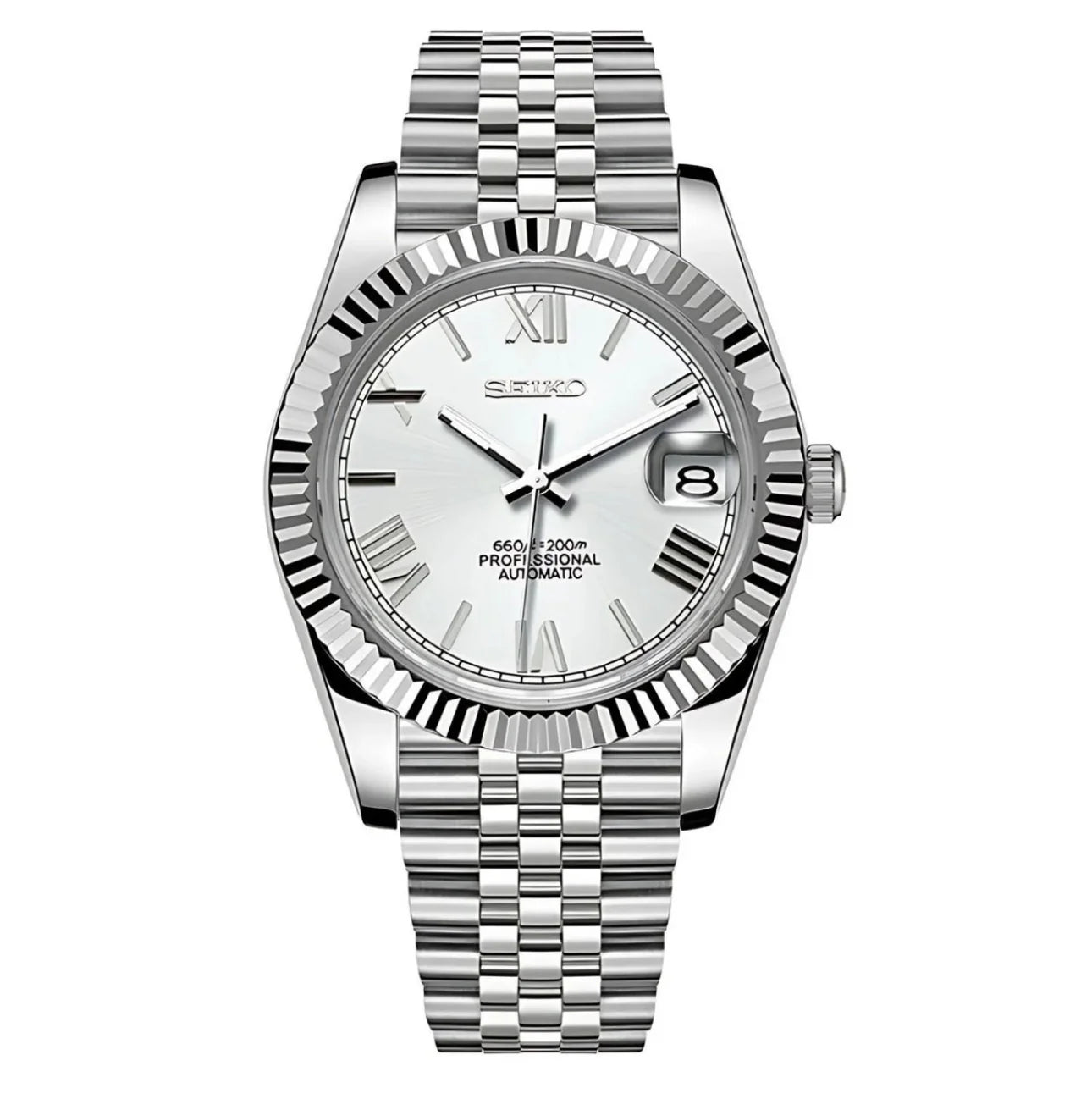 Seiko Mod Datejust White Roman