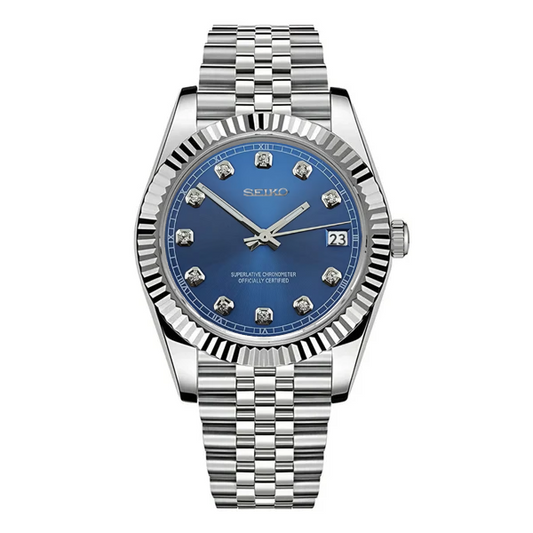 Seiko Mod Datejust Diamond Blue