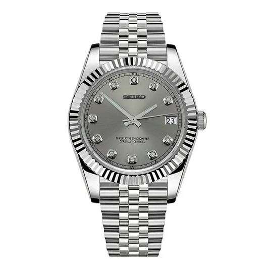 Seiko Mod Datejust Diamond Grey