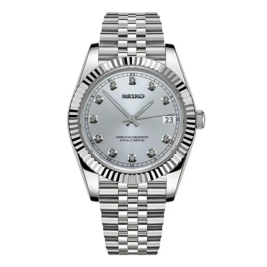 Seiko Mod Datejust Diamond White