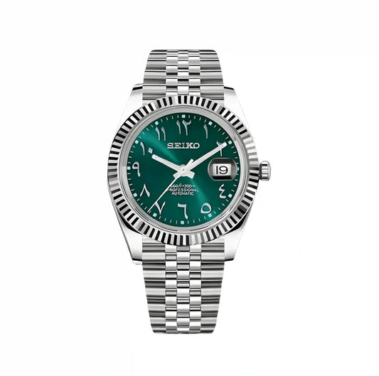 Seiko Mod Datejust Arabic Crystal Green