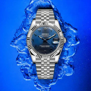 Seiko Mod Datejust Blue Arabic