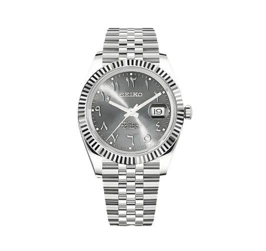 Seiko Mod Datejust Arabic Grey