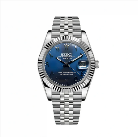 Seiko Mod Datejust Blue Arabic